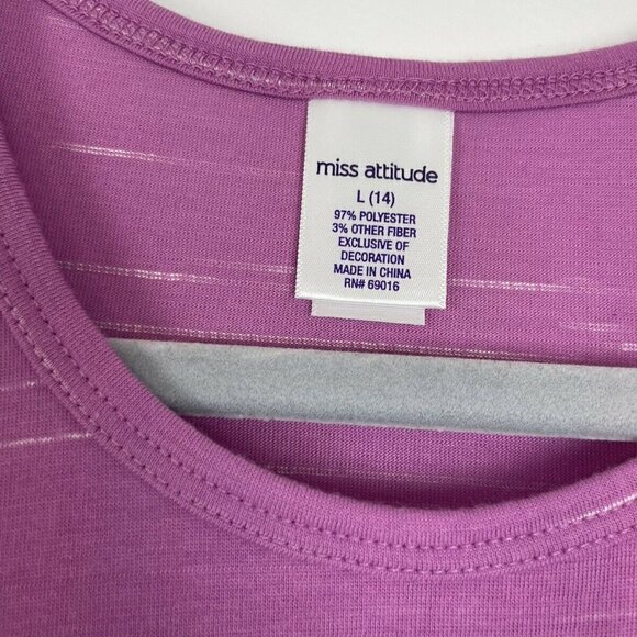 3/$15 Miss Additude pink top lace trim boho girls size L - Picture 2 of 5